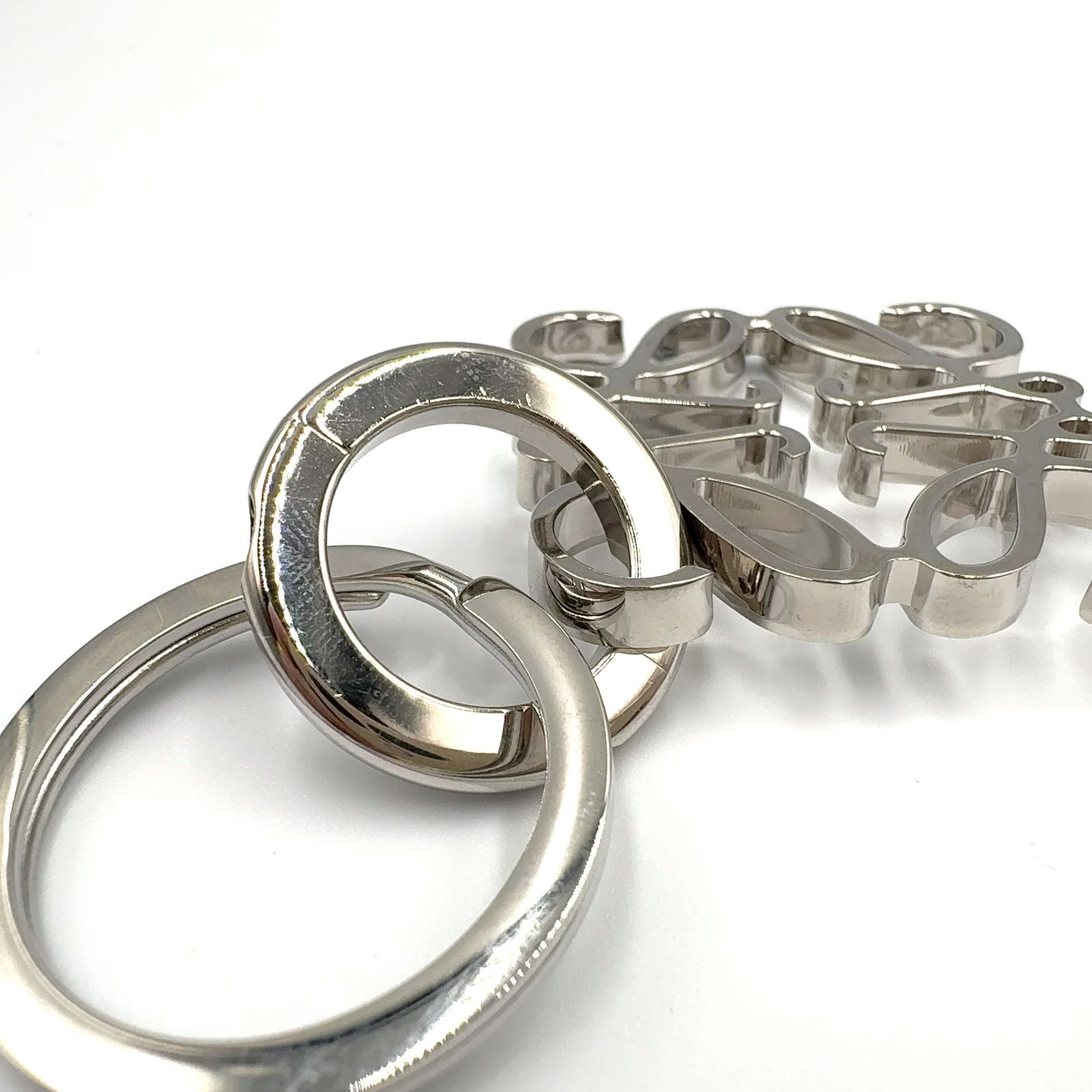 Loewe Anagram Bag Charm Metal Silver Key Ring — view 6
