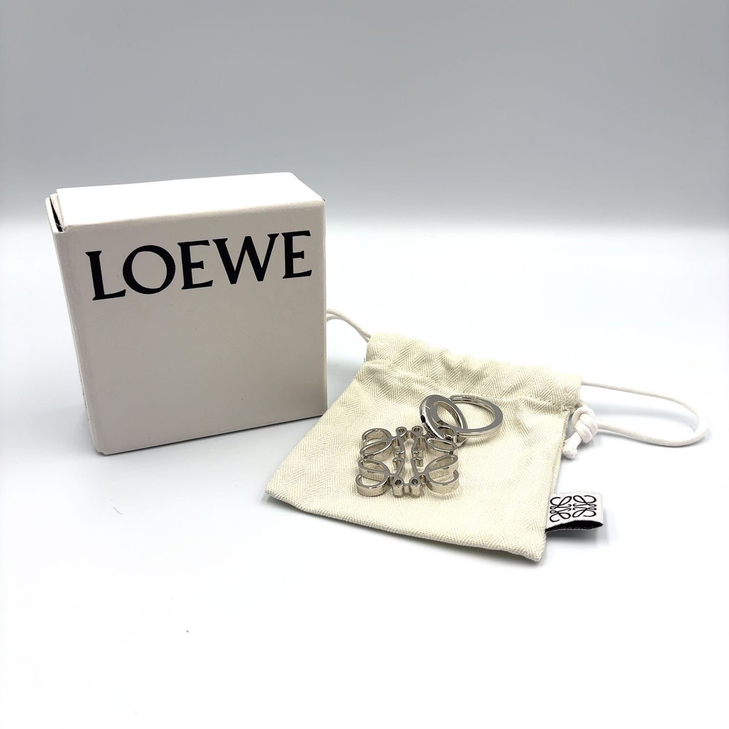 Loewe Anagram Bag Charm Metal Silver Key Ring — view 8