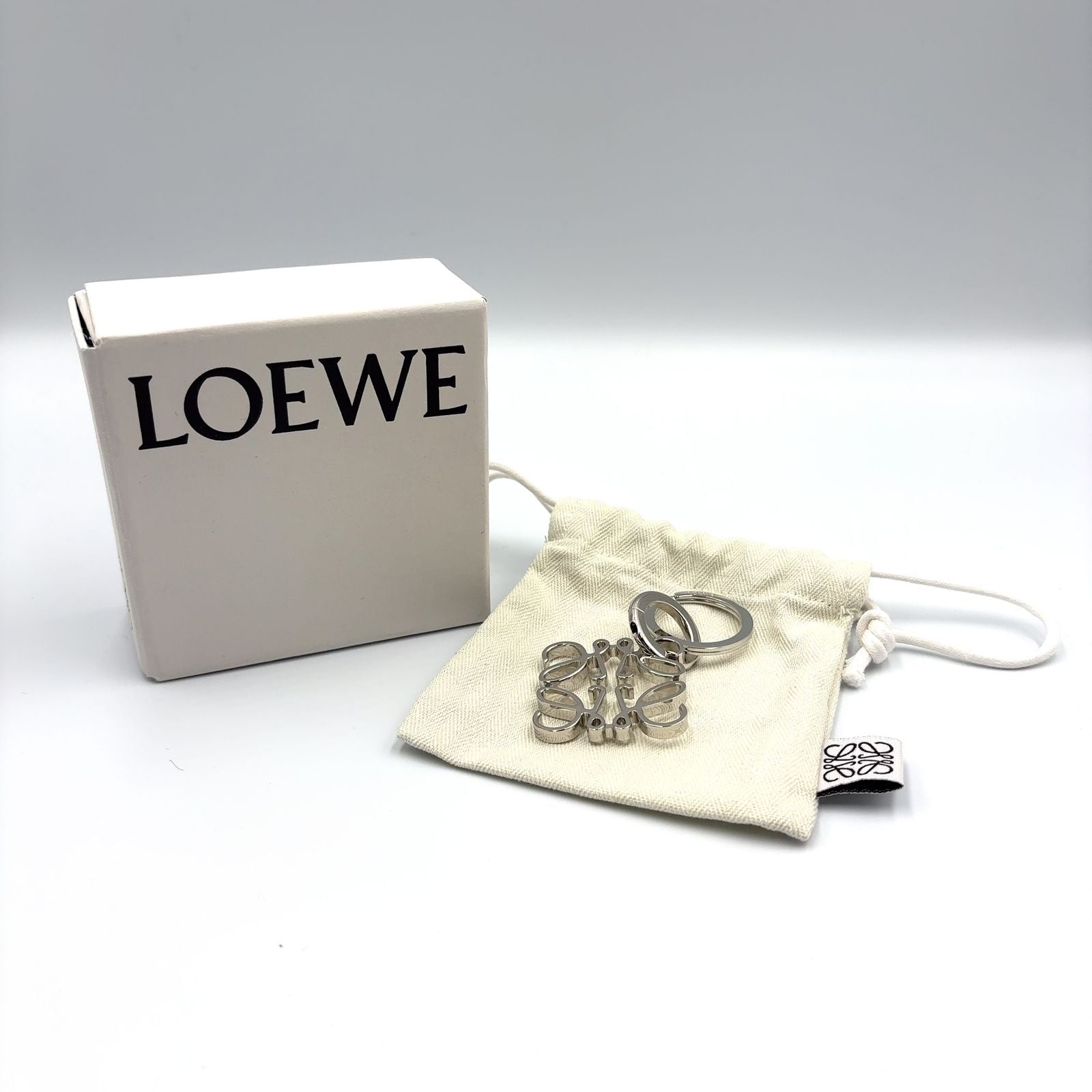 Loewe Anagram Bag Charm Metal Silver Key Ring — view 8