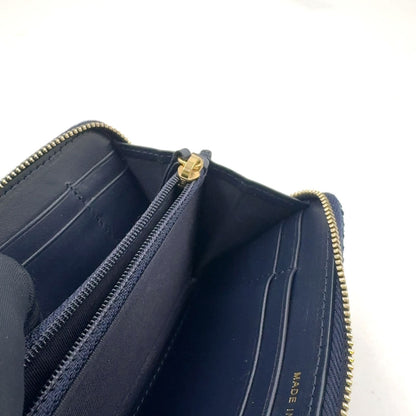 Chanel Zip Around Deauville Leather Canvas Navy Wallet Gold Handbag — view 9