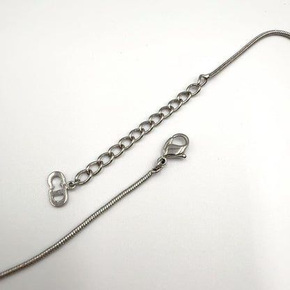 Dior Line Stone Logo Heart Metal Color Clear Silver Necklace — view 8