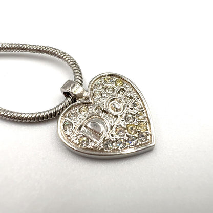 Dior Line Stone Logo Heart Metal Color Clear Silver Necklace — view 9