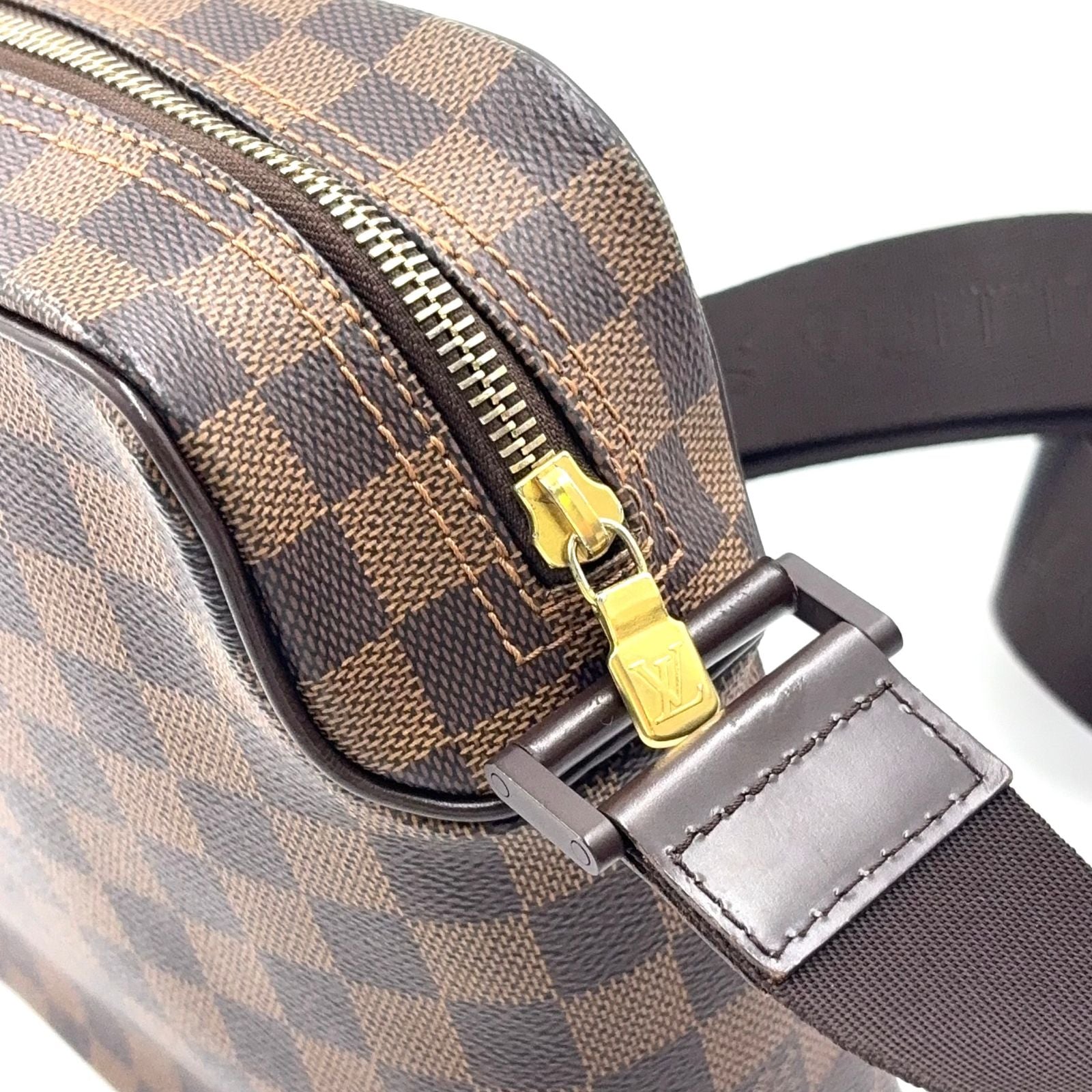 Louis Vuitton Olaf PM Damier Ebene Leather Brown Shoulder Bag Gold — view 9