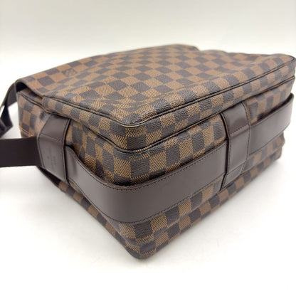 Louis Vuitton Naviglio Damier Ebene Leather Brown Shoulder Bag Gold — view 7