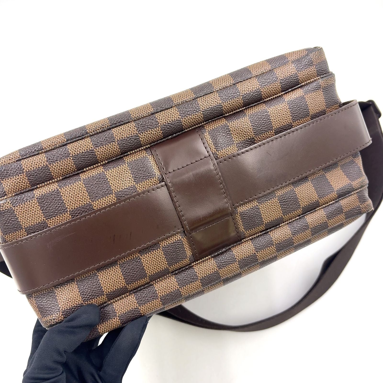 Louis Vuitton Naviglio Damier Ebene Leather Brown Shoulder Bag Gold — view 6