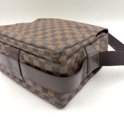 Louis Vuitton Naviglio Damier Ebene Leather Brown Shoulder Bag Gold — view 8