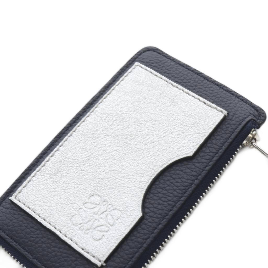 Loewe Coin Card Holder Fragment Case Anagram Leather Navy Silver — view 7