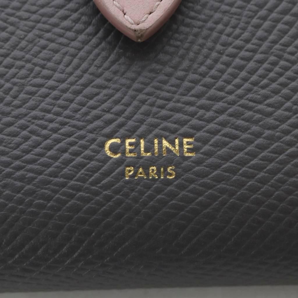 Celine Small Strap Wallet Bifold Bicolor Leather Gray Pink — view 3
