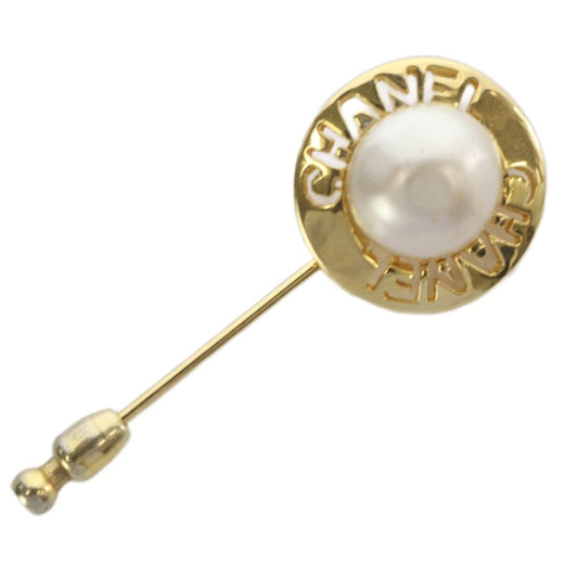 Chanel Vintage Pin Brooch Faux Pearl Gold Color