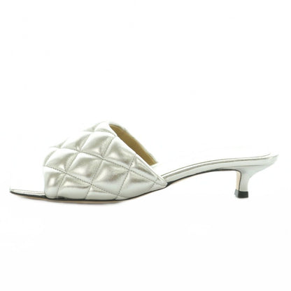 Bottega Veneta Padded Quilted Mules Sandals Square Toe 36 Silver Color — view 2