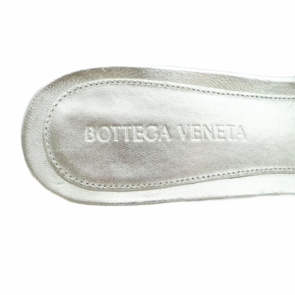 Bottega Veneta Padded Quilted Mules Sandals Square Toe 36 Silver Color — view 7