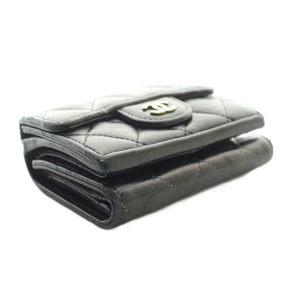 Chanel Quilted Small Flap Wallet Trifold Compact CC Logo One Point Lambskin — view 6