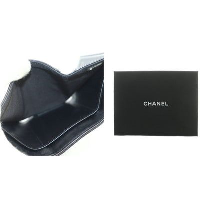 Chanel Quilted Small Flap Wallet Trifold Compact CC Logo One Point Lambskin — view 8