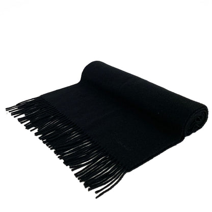 Hermes Scarf Black Fringe Cashmere