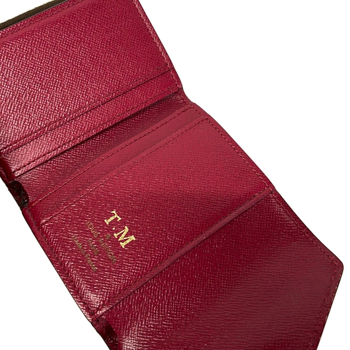 Louis Vuitton Trifold Wallet Monogram Portefeuille Zoe Fuchsia Initial Leather — view 3