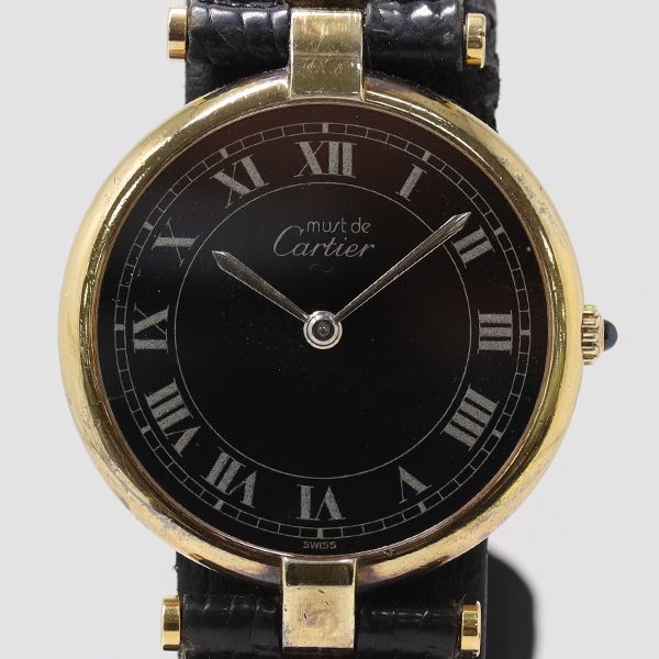 Cartier Must Vandeme Quartz Black Dial Watch Mtm