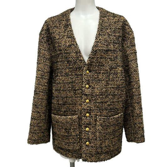 Celine Jacket 34 S Ivory Beige Black Gold Button Long Sleeve Autumn Winter Wool