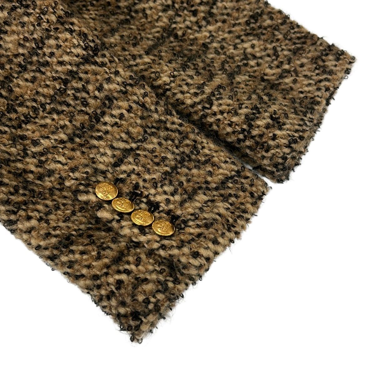 Celine Jacket 34 S Ivory Beige Black Gold Button Long Sleeve Autumn Winter Wool — view 6