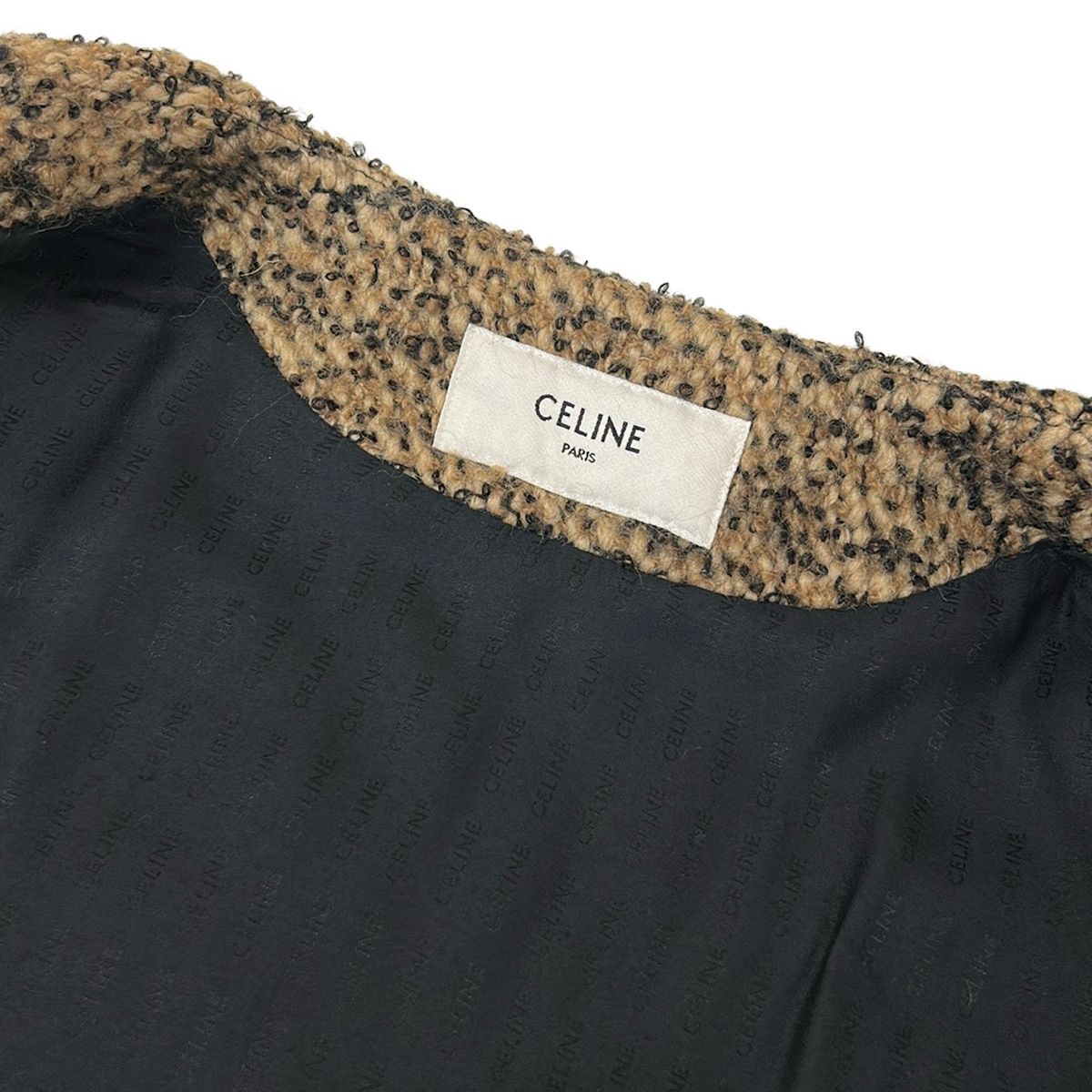 Celine Jacket 34 S Ivory Beige Black Gold Button Long Sleeve Autumn Winter Wool — view 9