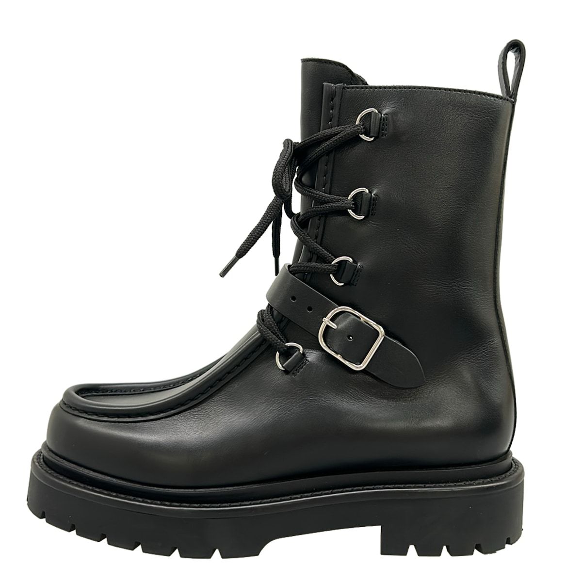 Hermes Short Boots 385 Land Black Lace Up Biker Taste