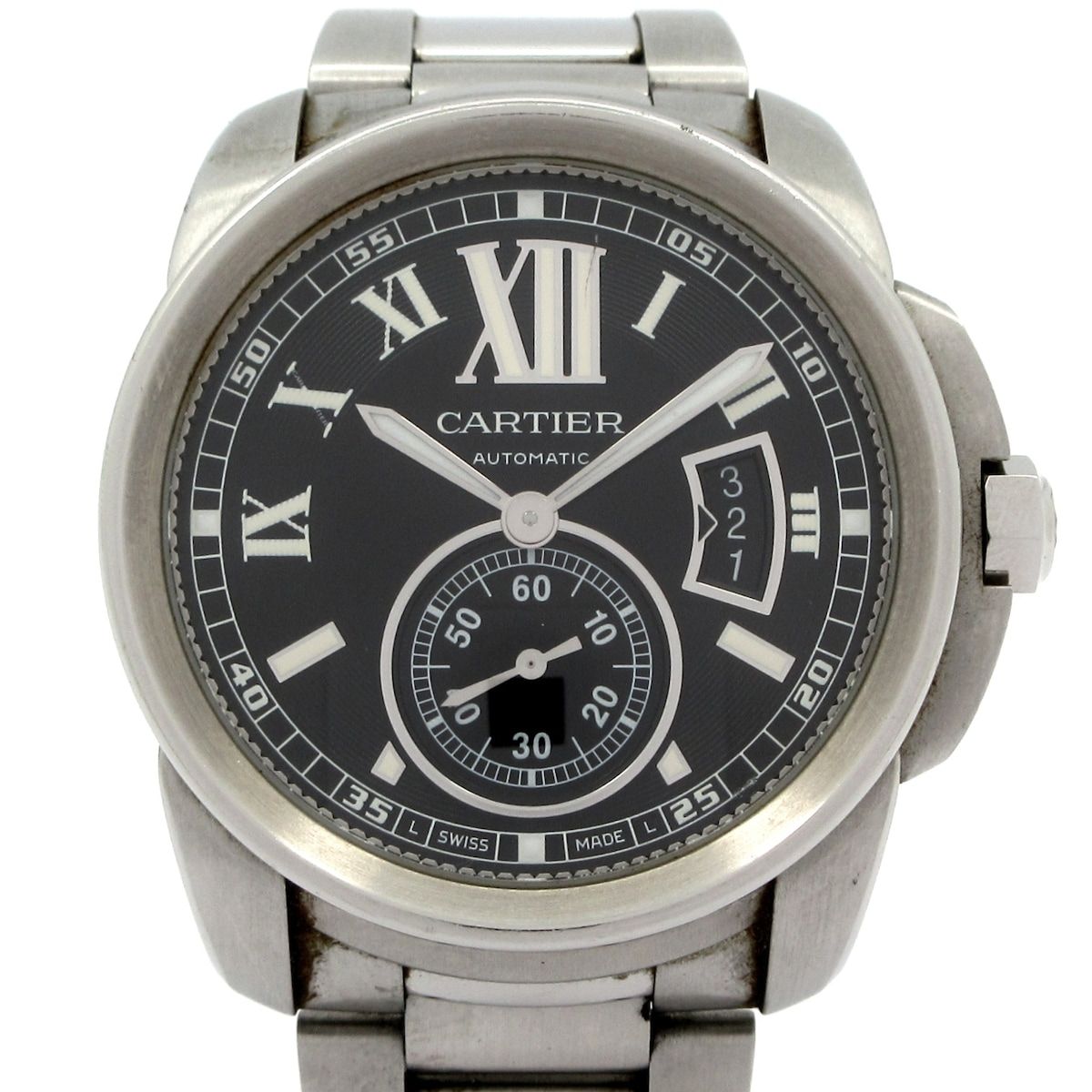 Cartier Watch Caliber de LM Back Slot SS Black