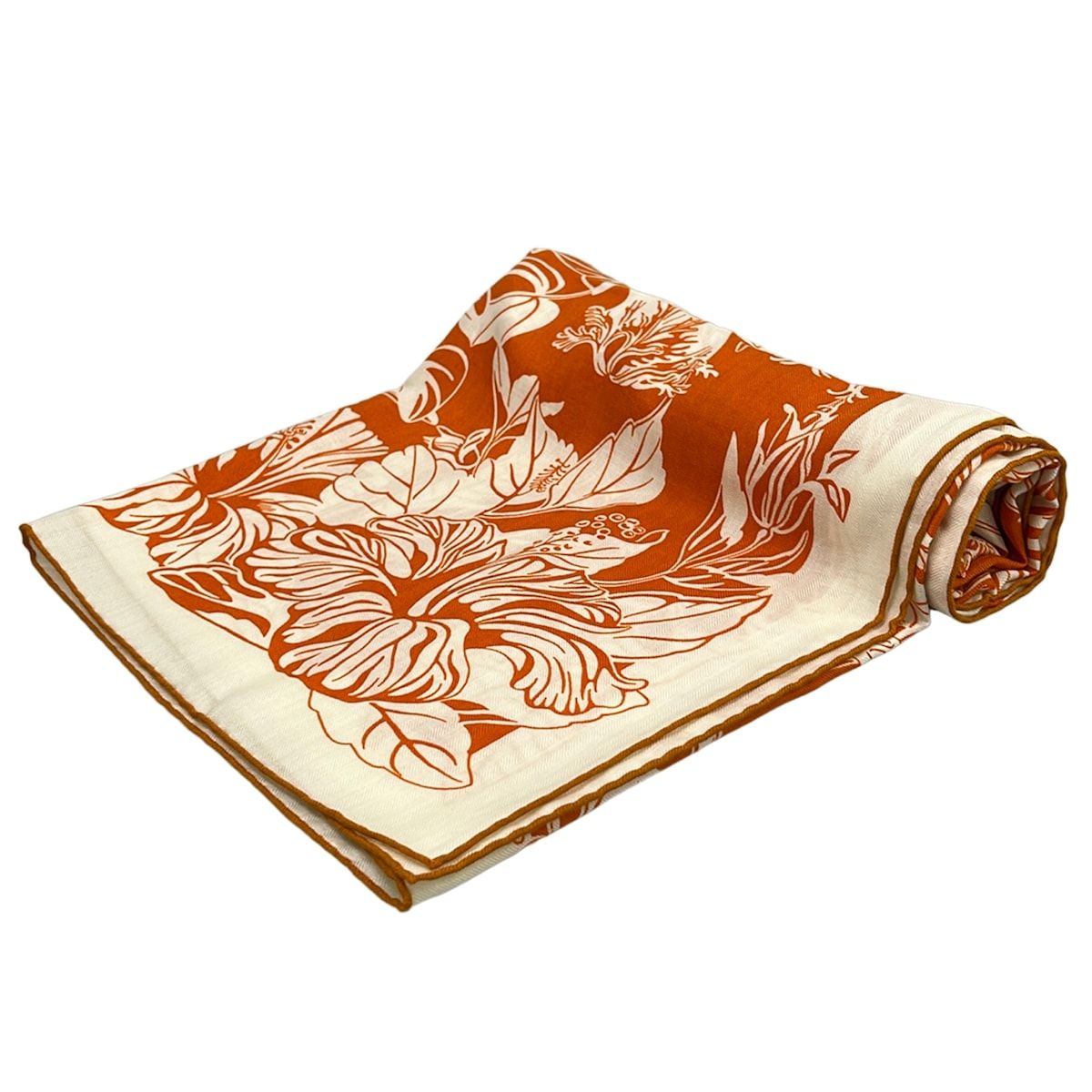 Hermes Shawl Carre Geant 140 Orange Cui White Flamingo Party Scarf