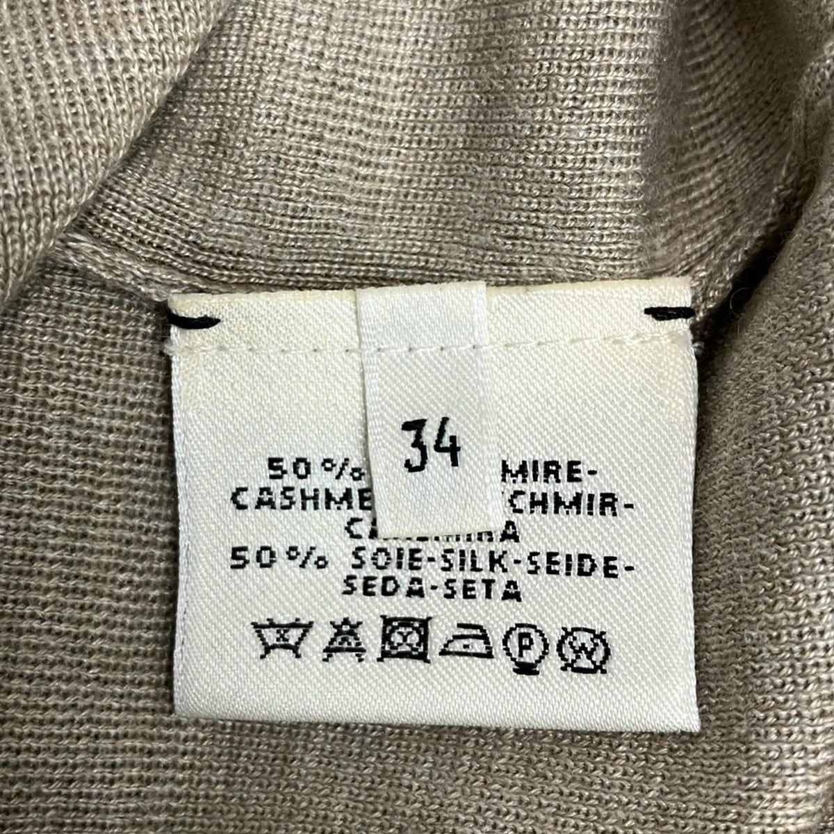 Hermes Long Sleeve Sweater 34 S Beige High Neck Cashmere Silk Embroidery — view 6