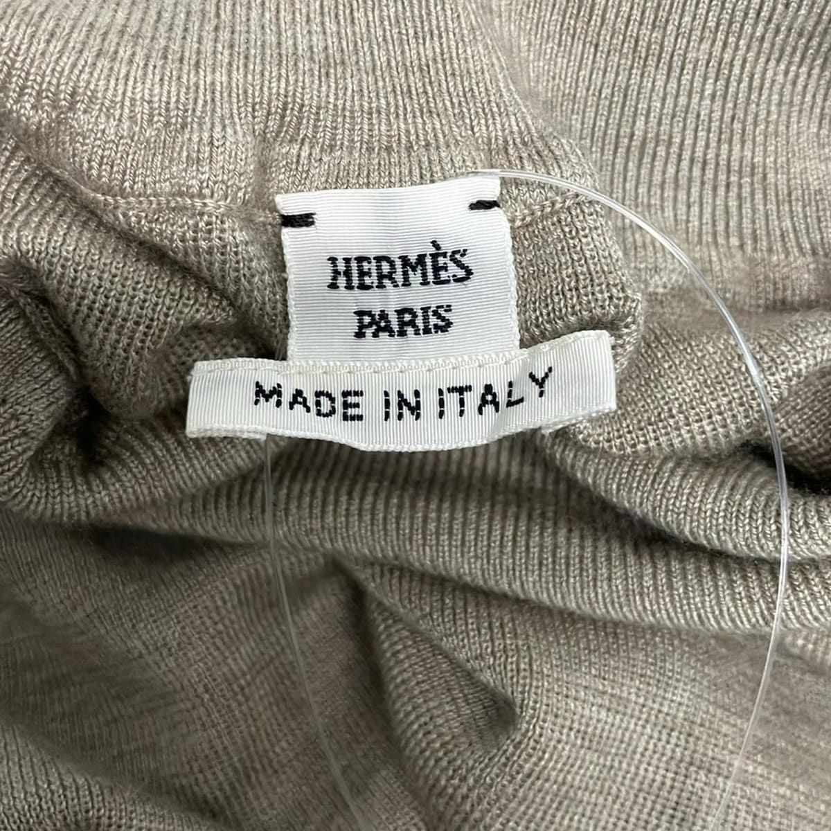 Hermes Long Sleeve Sweater 34 S Beige High Neck Cashmere Silk Embroidery — view 3