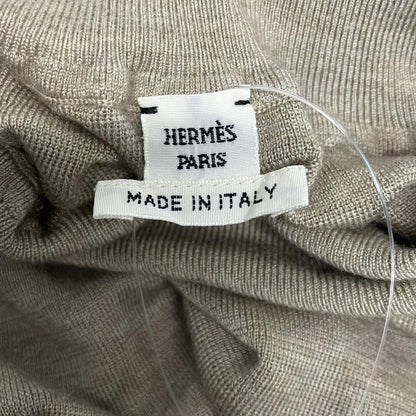 Hermes Long Sleeve Sweater 34 S Beige High Neck Cashmere Silk Embroidery — view 3