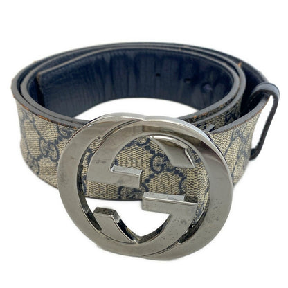 Gucci Belt 38 Interlocking Beige Dark Navy