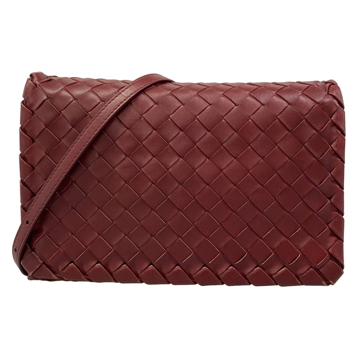 Bottega Veneta Shoulder Bag Intrecciato Bordeaux Leather