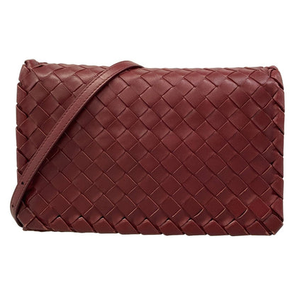 Bottega Veneta Shoulder Bag Intrecciato Bordeaux Leather