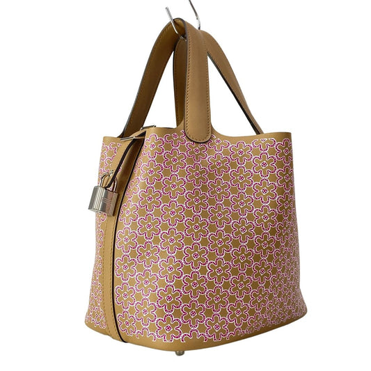 Hermes Handbag Picotin Lock PM Lucky Daisy Chai Rose White Silver
