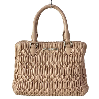 Miu Miu Tote Miu Crystal Pink Beige Leather