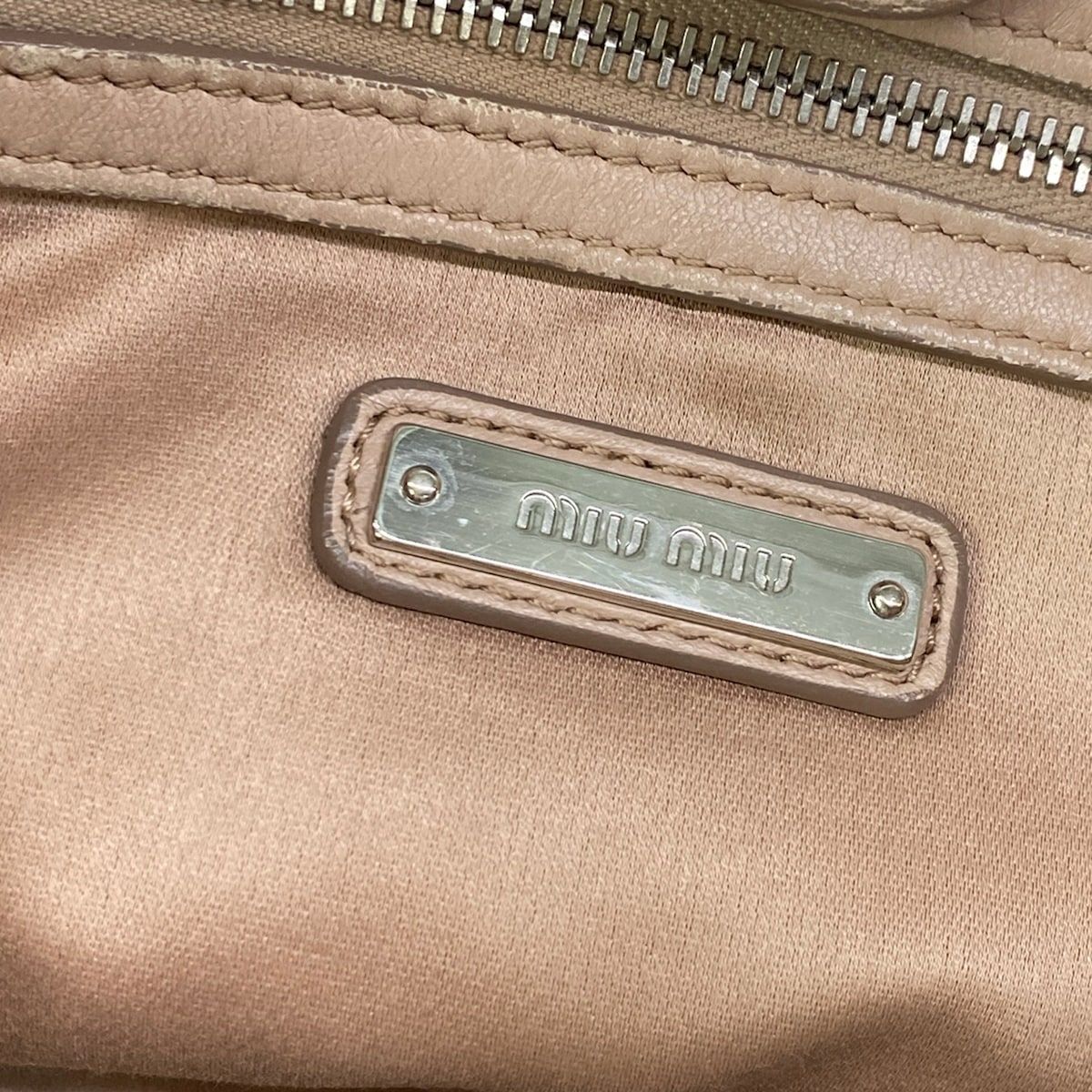 Miu Miu Tote Miu Crystal Pink Beige Leather — view 9