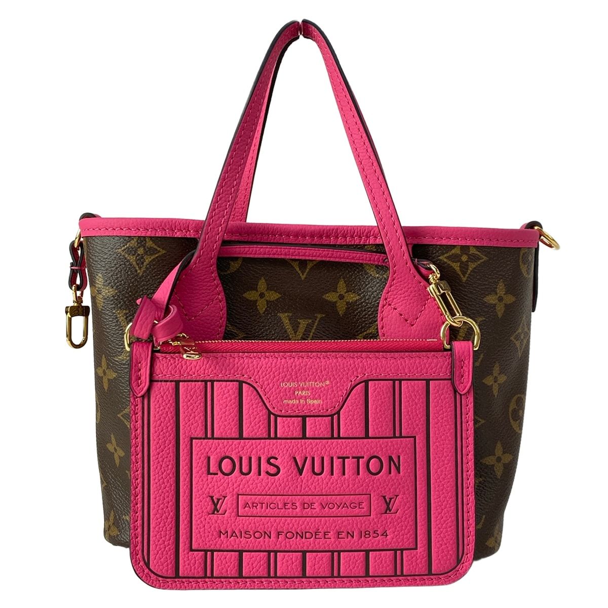 Louis Vuitton Tote Monogram Neverfull Inside Out BB Rose Pondicherry Leather