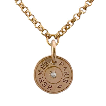 Hermes Gambard Clou de Selle Round Necklace 18k Gold Diamond