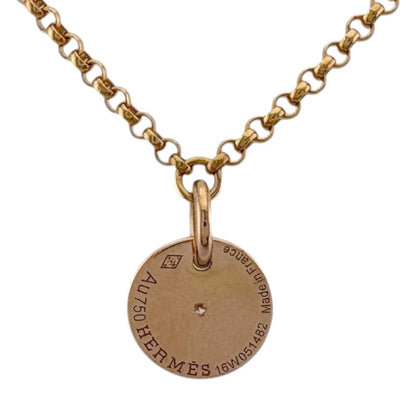 Hermes Gambard Clou de Selle Round Necklace 18k Gold Diamond — view 3