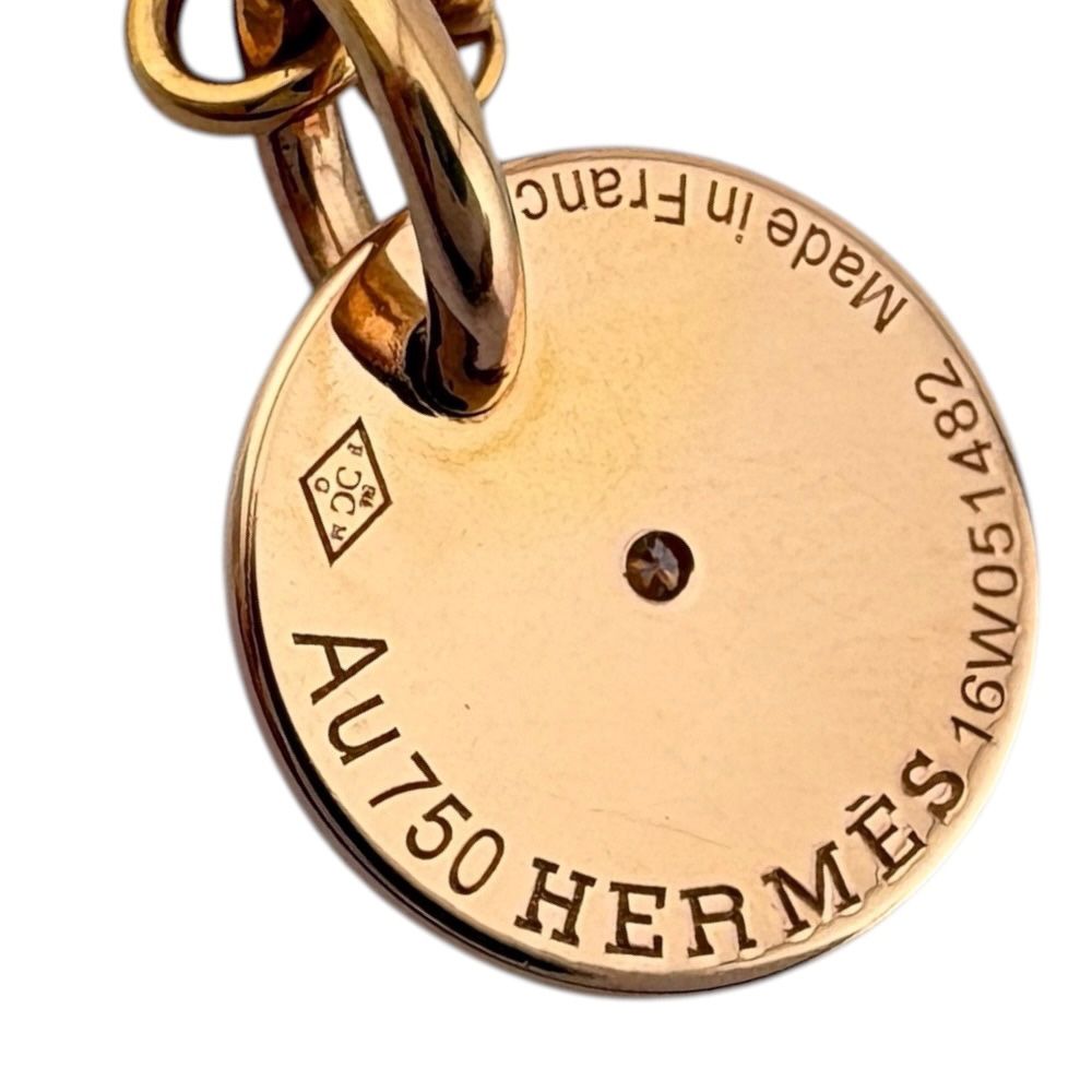 Hermes Gambard Clou de Selle Round Necklace 18k Gold Diamond — view 6