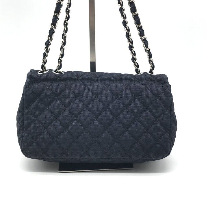 Chanel CC Logo Cruise Line Canvas Chain Shoulder Bag Navy Purse — view 3