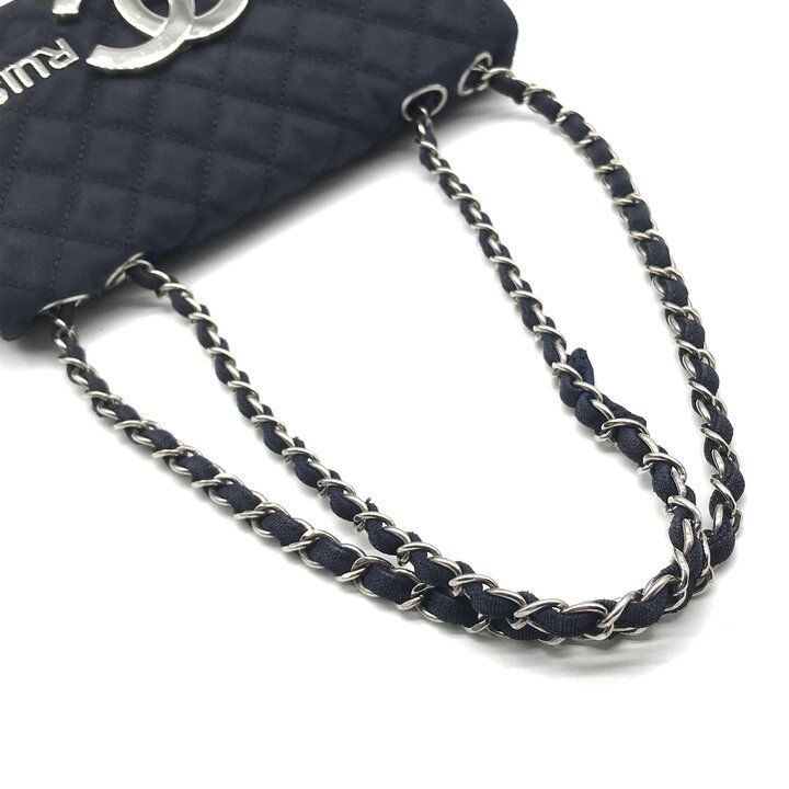Chanel CC Logo Cruise Line Canvas Chain Shoulder Bag Navy Purse — view 7
