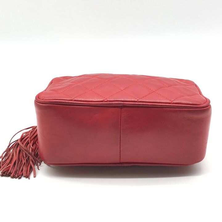 Chanel CC Logo Fringe Chain Shoulder Bag Red — view 4