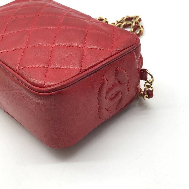 Chanel CC Logo Fringe Chain Shoulder Bag Red — view 6