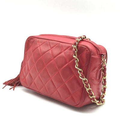Chanel CC Logo Fringe Chain Shoulder Bag Red — view 2