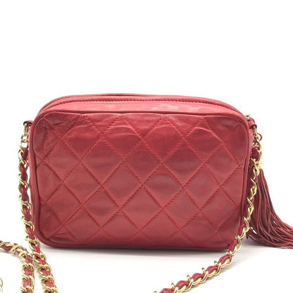 Chanel CC Logo Fringe Chain Shoulder Bag Red — view 3