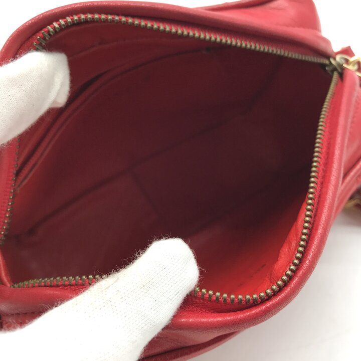 Chanel CC Logo Fringe Chain Shoulder Bag Red — view 8
