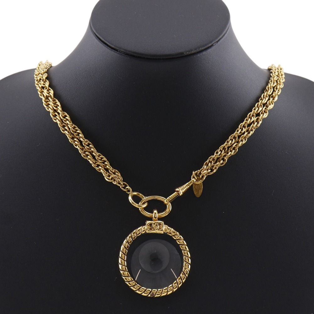Chanel Loupe Pendant 2 Rows Vintage Gold Plated Necklace — view 2