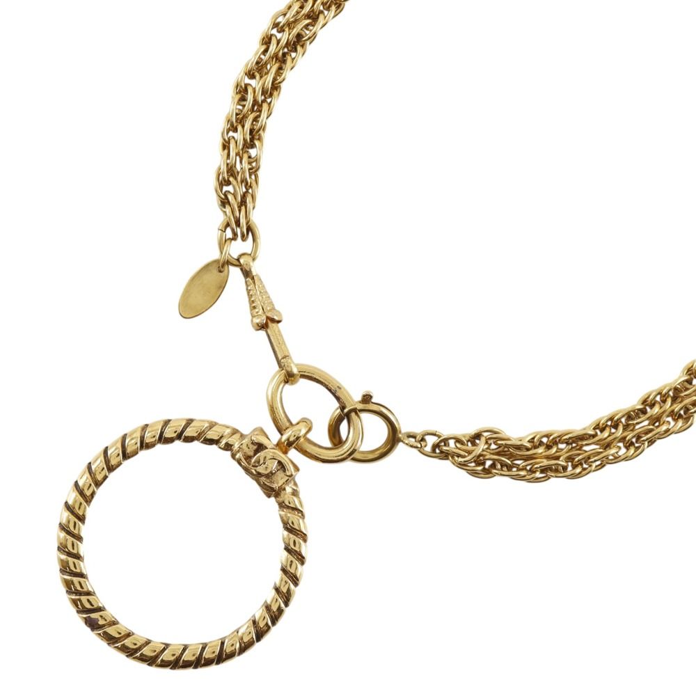 Chanel Loupe Pendant 2 Rows Vintage Gold Plated Necklace — view 3