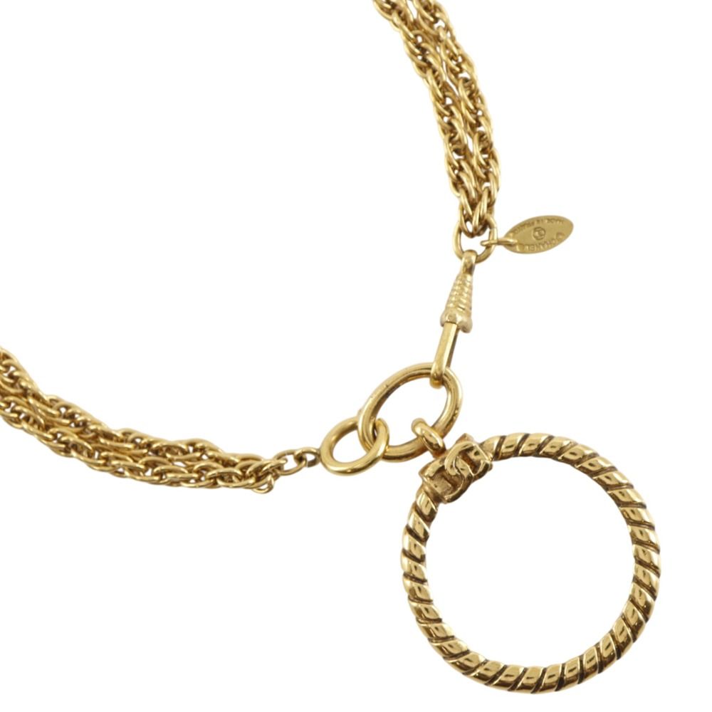 Chanel Loupe Pendant 2 Rows Vintage Gold Plated Necklace