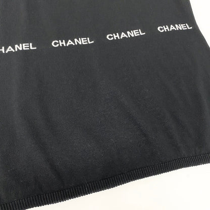 Chanel Sleeveless Knit Sweater Logo Top Black — view 5